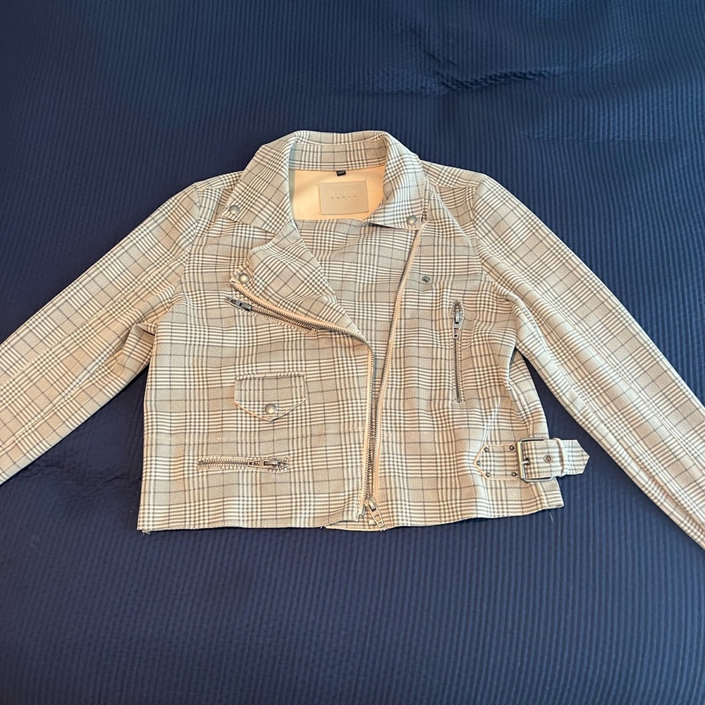 Blank NYC plaid Moto Jacket